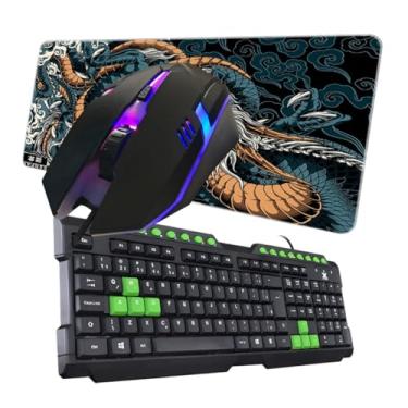 Imagem de Kit Gamer 3x1 Teclado Mouse RGB Mouse Pad Grande