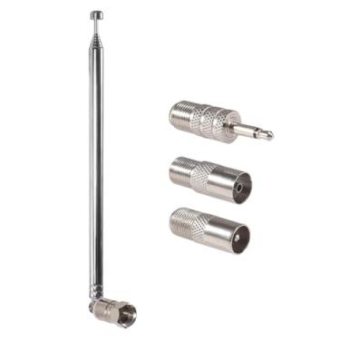 Imagem de Antena Telescópica FM 75 Ohm Antena FM Tipo F Plugue Macho com 3 peças de Conector para Receptor Estéreo de Rádio AM FM Interno
