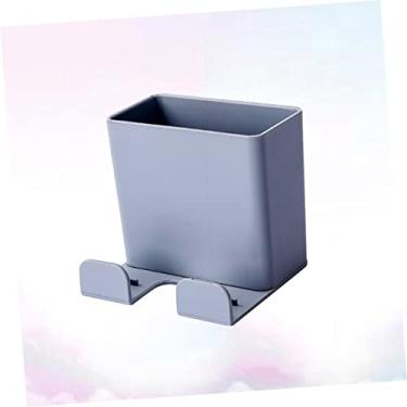 Imagem de 3 peças de suporte de carregamento de telefone montado na parede e organizador de caixa de armazenamento de controle remoto cinza organizador de mídia para uso doméstico e escritório