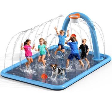 Imagem de Splash Pad Octplay 102x87" com cesta de basquete para crianças e cães 