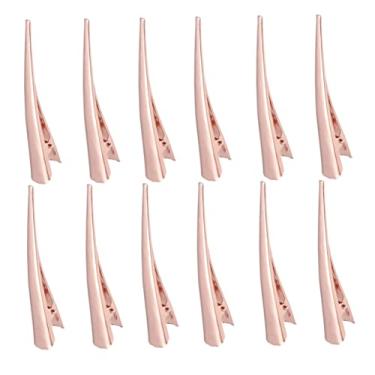 Imagem de 12 clipes de cabelo de jacaré grandes para mulheres, clipes de bico de pato com forte aderência para cabelos grossos e finos, acessórios de estilo ouro rosa