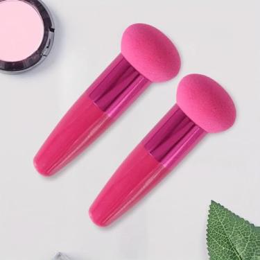 Imagem de 1 pincel de maquiagem com alça, auxílio de beleza versátil, ideal para pó, corretivo e muito mais, vermelho rosa