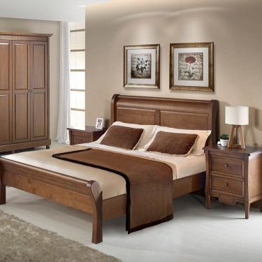 Imagem de Cama de Casal 160cm Madeira Maciça Amsterdã Amendoa