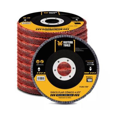 Imagem de Kit com 10 Discos Flap Grão 100 Aço Cônico 4.1 2 FSTC09 - ATLAS