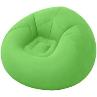 Imagem de Sofá Poltrona Puff Inflável Deluxe Aveludado Gigante - Impermeável, 100kg, Conforto Moderno e Portátil (VERDE)