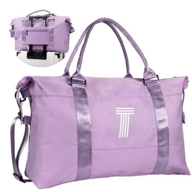 Imagem de Vogewood Bolsa esportiva de viagem inicial, bolsa de ginástica esportiva, bolsa de fim de semana personalizada com alça de ombro, monograma de presente de formatura para mulheres com manga de carrinho