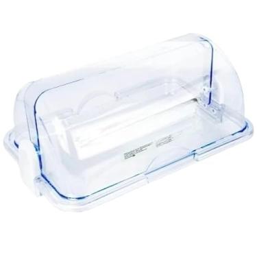Imagem de Porta Pão Cristal Armazenador Com Tampa Articulável Profissional Para Pães Bolos Mesa 30x20cm