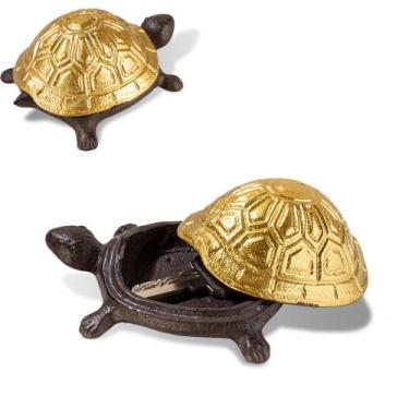 Imagem de Porta-chaves de reposição em ferro fundido Turtle Gold para jardim ao 