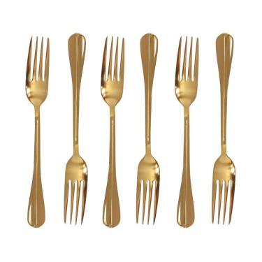 Imagem de Jogo de Garfos Inox Positano Dourado Lyor / 6 Peças 20cm