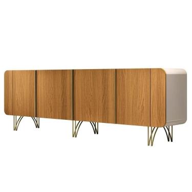 Imagem de Balcão Aparador Buffet Piacente H01 Off White/cinamomo - Mpozenato