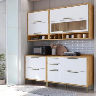 Imagem de Cozinha Compacta 100% Mdf 4 Peças 7 Portas 4 Gavetas e Vidro 200cm Vic