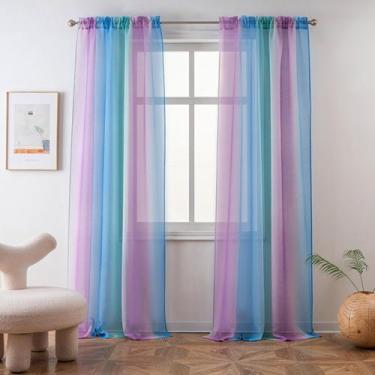 Imagem de Cortina transparente Yancorp 132x213cm Ombre Linen 1 painel