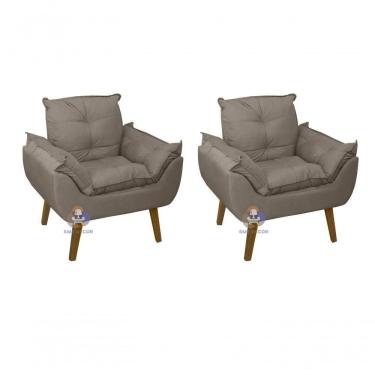 Imagem de Kit 02 Poltrona Decorativa Opala Capuccino Smf Decor