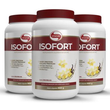 Imagem de Kit 3 Whey Protein Isofort Vitafor 900g Baunilha