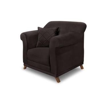Imagem de Poltrona Sala de Estar Pé de Madeira Julieta Suede Café S04 - D'Rossi 