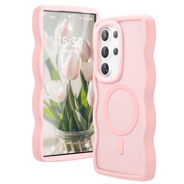 Imagem de Amzfield Capa protetora para Samsung Galaxy S24 Ultra compatível com Magsafe Ondulado Bonito Design Magnético Translúcido Fosco Rígido Silicone Bumper Capa Protetora para S24 Ultra Mulheres Meninas