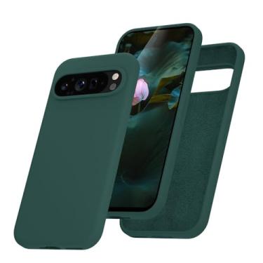 Imagem de Capa de silicone líquido fashion para Google Pixel 9 10 Pro XL 8A 7A 6A 5A, capa de TPU macia com toque de pele para Google 9A 6 7 8 9 Pro 8Pro, verde escuro, para Google 8 Pro