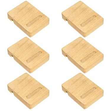 Imagem de 6 peças de suportes de exibição de madeira para bastidores de bordado, ponto cruz e bordado, suporte de telefone - madeira natural, design de compartimento duplo (8,15 x 6,9 x 0,71 polegadas)