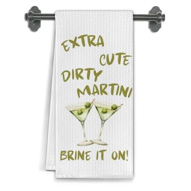 Imagem de Elefeltclave Dirty Martini Gifts Toalhas de cozinha, presentes para amantes de martini, toalhas de chá para cozinha, bar, carrinho, decoração de pub, presente de coquetel para mulheres, toalhas de mão