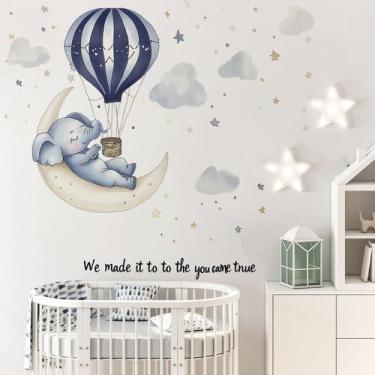 Imagem de Adesivos de parede Elefante em balão de ar quente PVC 40x90cm - yiweis