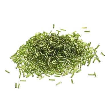 Imagem de Edinstry Contas de cornetim de vidro, minitubo, contas soltas, contas espaçadoras de sementes de vidro, para pulseira e colar, suprimentos de fabricação de joias, kit a granel verde grama, 6,8 x 1,8