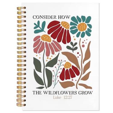 Imagem de YTRGI Caderno floral cristão boêmio, presentes cristãos inspiradores para mulheres, Diário religioso da Bíblia 12:27 da sorte para mulheres, caderno espiral, escritura floral, capa dura, 14 x 20 cm