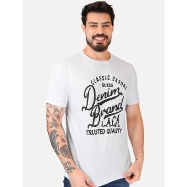 Imagem de Camiseta Guess Masculina Denim Trusted Branca-Masculino