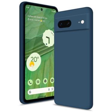 Imagem de Btstring Capa para Google Pixel 7, capa de silicone macio com proteção de câmera atualizada, capa fina à prova de choque com forro de microfibra antiarranhões, azul