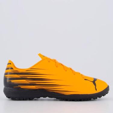Imagem de Chuteira Puma Attacanto II TT Society Juvenil Laranja e Preta, 35