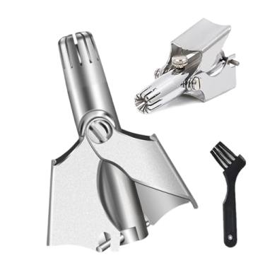 Imagem de Aparador manual de pelos nasais - tesoura portátil | Aparador de pelos nasais de aço inoxidável com escova de limpeza - para homens e mulheres, cuidados pessoais, cuidados com o corpo, banheiro