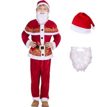 Imagem de IKALI Fantasia infantil de Papai Noel vermelho para meninos e crianças pequenas