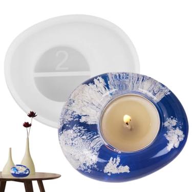 Imagem de Shakven Molde de castiçal, molde de vela,Moldes redondos de silicone para concreto - Decoração de mesa antiaderente, ornamento doméstico multifuncional, artesanato para artesanato de arte de