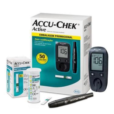 Imagem de Kit Medidor De Glicemia Accu Chek Active Original com 50 Tiras - Accu-