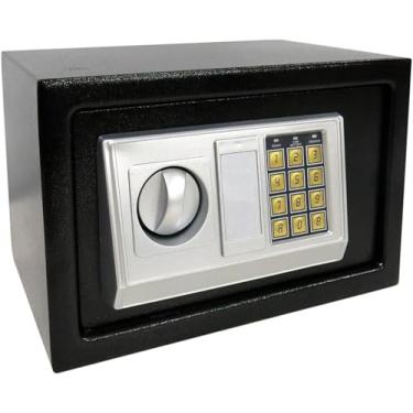 Imagem de Cofre Eletrônico Digital em Aço Com Teclado e Chave Reserva (PRETO, MEDIO 31X20X20 CM)