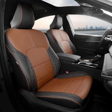 Imagem de FREESOO Capas de assento 1:1 Costom Fit para Toyota Camry Hybrid LE - Hybrid SE 2026 2025, capa de assento de carro de couro impermeável conjunto completo para Camry (preto-marrom)