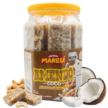 Imagem de Doce Amendococo Paçoca Caseira Tradicional Com Coco Cocada, Gibi Doce de Amendoim, 20 Unidades, 1Kg, Sem Glúten, Para Festas e Eventos, Festa Junina, Doces Mareli