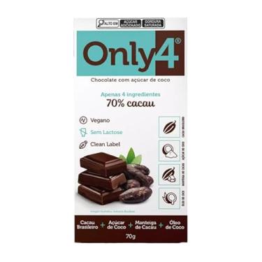 Imagem de Chocolate 70% Cacau com Café Sem Lactose Vegano Only4 70G