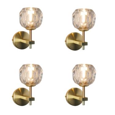 Imagem de Kit 4x Arandela Dourada Cúpula de Cristal Luxo Espesso 90º G9 Bivolt