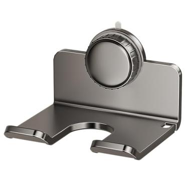 Imagem de DBlosp Suporte universal para secador de cabelo, organizador de ferramentas de cabelo com sucção de metal, suporte para secador de cabelo, suporte de parede com plugue e organizador de cabos (preto)