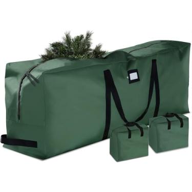 Imagem de Bolsa de armazenamento para árvore de Natal – para árvores artificiais – bolsa de guirlanda, (conjunto de 3 peças) Material durável à prova d'água com alças de transporte reforçadas costuradas – Protege contra poeira, insetos e umidade (2,3 m, verde)