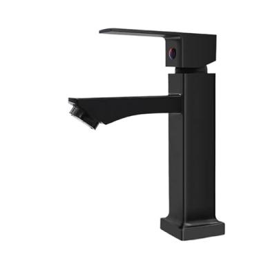 Imagem de Torneira Luxo Inox Espelhado Banheiro Lavabo Cobre Interno Moderna para Cuba Quadrada, Monocomando para Lavatório, Design Moderno para Cuba Quadrada, Água Quente e Fria(Preto,1 PEÇA)