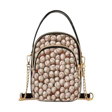 Imagem de CEBUGI Bolsa tiracolo feminina clutch para telefone com fundo de bolas de beisebol elegante bolsa de ombro com alça de corrente removível
