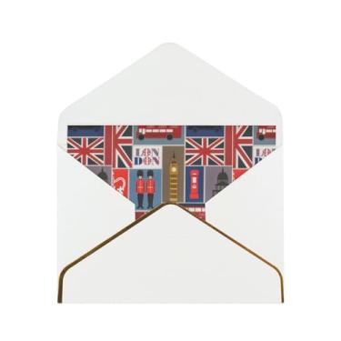 Imagem de SKKNT Cartões comemorativos impressos com símbolos da Inglaterra para todas as ocasiões, convites de festa de aniversário de casamento, 12,7 x 15,2 cm