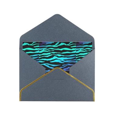 Imagem de SKKNT Cartões de felicitações com estampa de listras de zebra roxa azul e verde para todas as ocasiões, convites de festa de aniversário de casamento, 12,7 x 15,2 cm