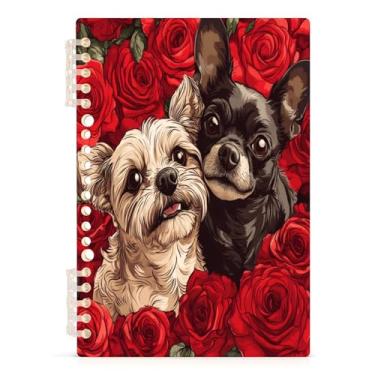 Imagem de Burbuja Caderno Dogs Roses, papel pautado universitário A5 com 60 folhas, fichário para escritório, 1 pacote