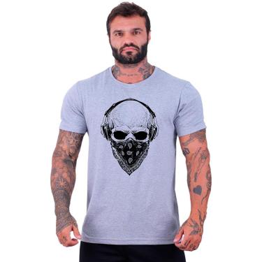 Imagem de Camiseta Tradicional Manga Curta MXD Conceito Caveira Com Bandana Masculina-Masculino