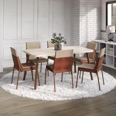Imagem de Conjunto Sala De Jantar 6 Cadeiras San Paolo Carraro Petra E Rosê - MÓ