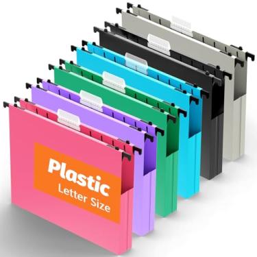 Imagem de Pastas de arquivo suspensas de plástico de capacidade extra, pacote com 12 pastas suspensas reforçadas, expansão de 2,5 cm, pastas de armário de arquivo, tamanho carta para arquivos em massa/gráficos
