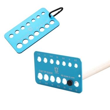 Imagem de CROWN ME Ferramenta de medição de ponta de taco de bilhar premium azul - Medidor de tamanho e verificador de diâmetro da ponta do taco de sinuca (8,5-15 mm) - Medição de precisão para manutenção