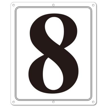 Imagem de i-CowFun Placa numerada de metal premium externa, refletiva de 30,5 x 25,4 cm, placas numeradas de alumínio grandes 8 para estacionamento, quadra de tênis, campo, armazém, corredor, edifício, doca